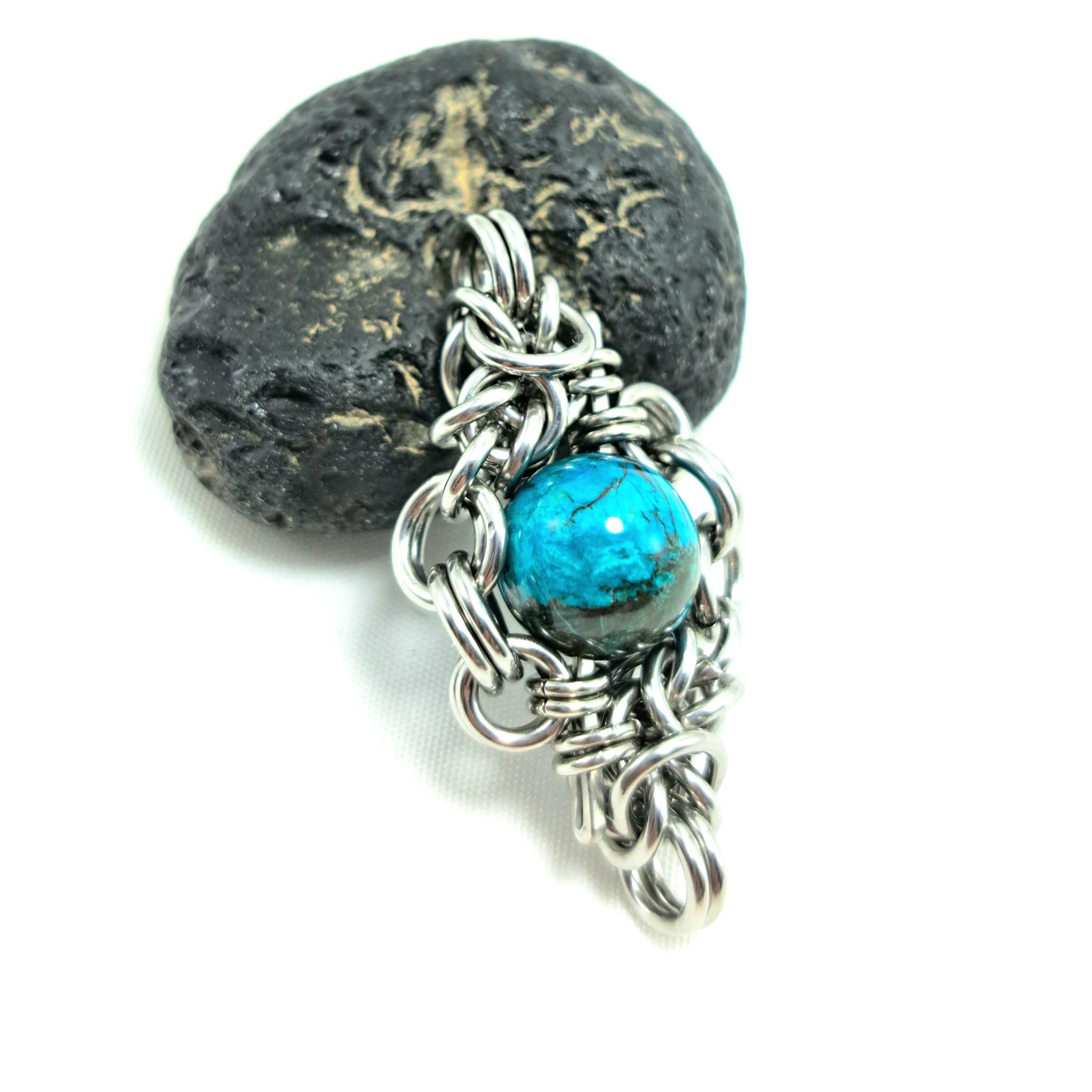 チョコミントのような色合い！ クリソコラ　ペンダントトップ