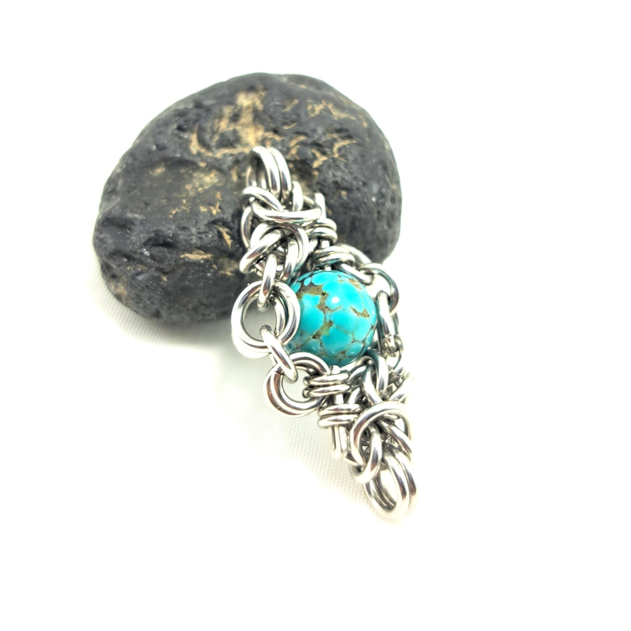 発色抜群! 天然ターコイズ (湖北省産) ペンダントトップ1枚目の画像