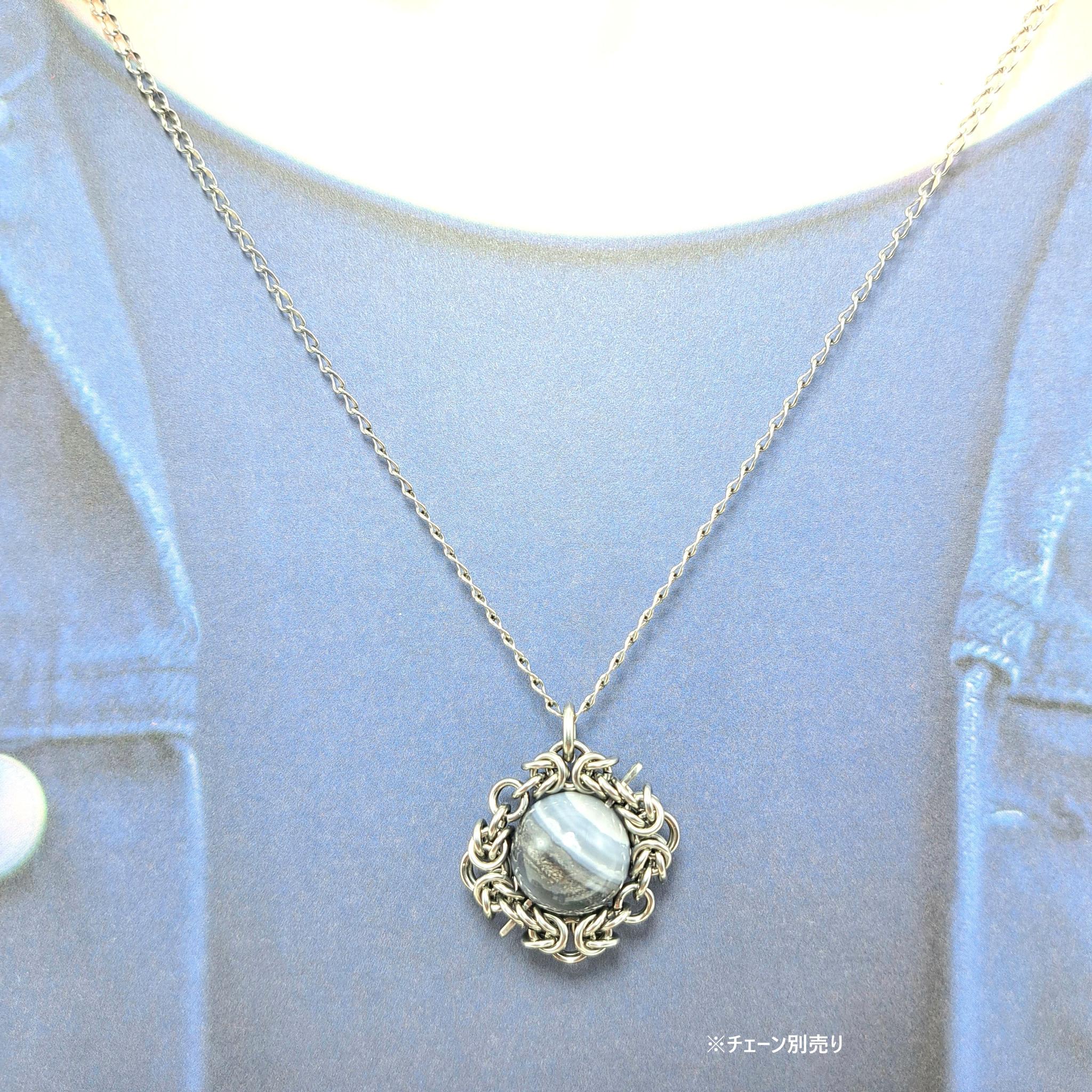 自然が織りなす芸術! ストライプ ブルー オパール　ペンダントトップ | 6枚目