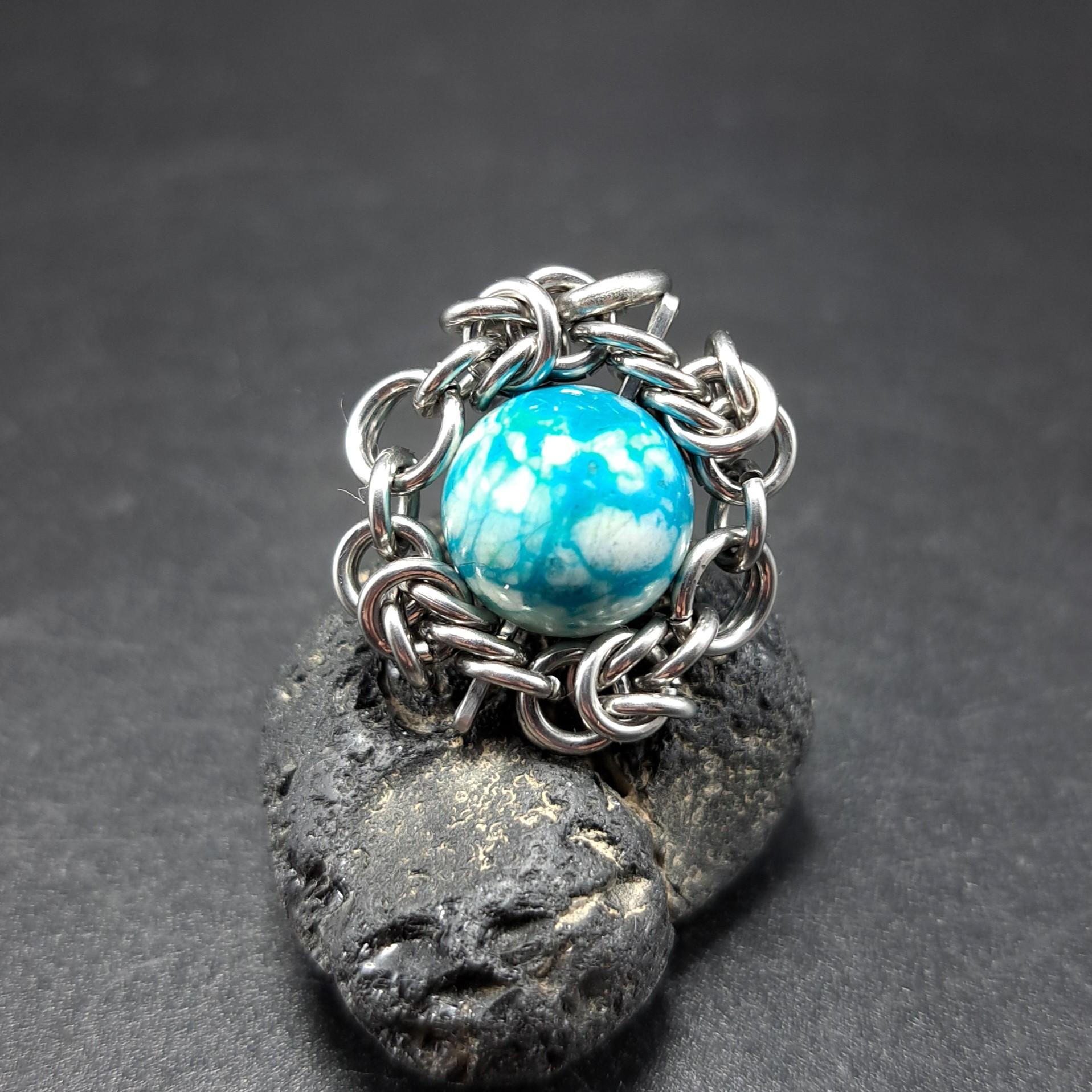 白と水色の模様が美しい! クリソコラインクオーツ（シュードモルフ） ペンダントトップ