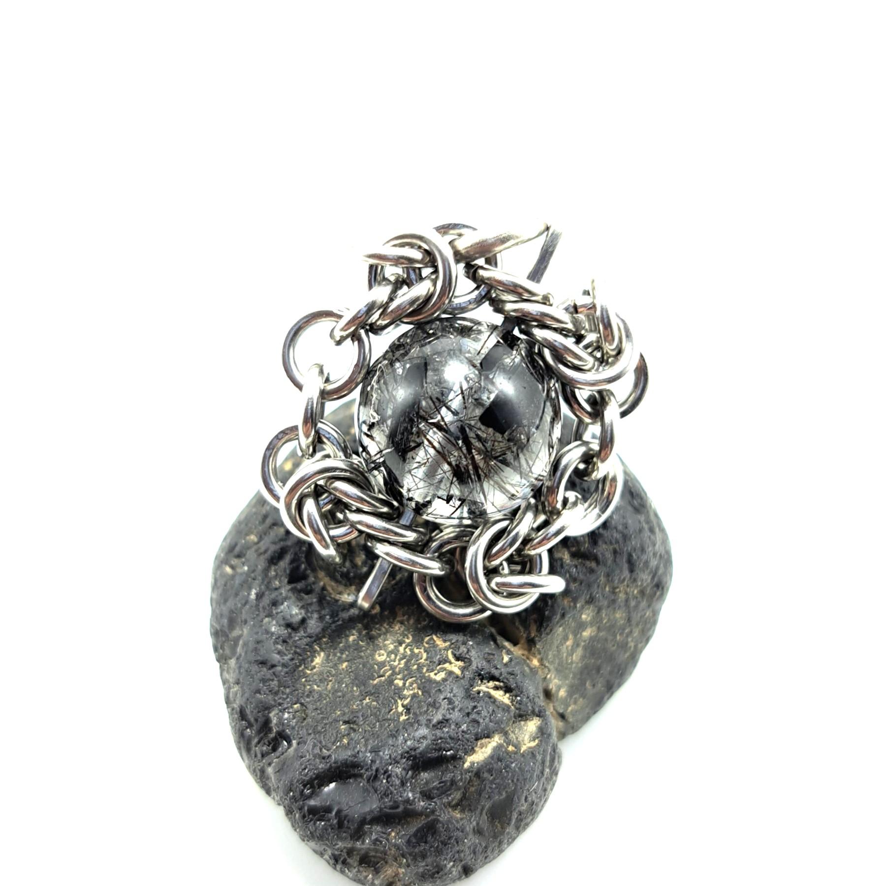 漆黒針! ブラックトルマリン イン クォーツ　ペンダントトップ1枚目の画像