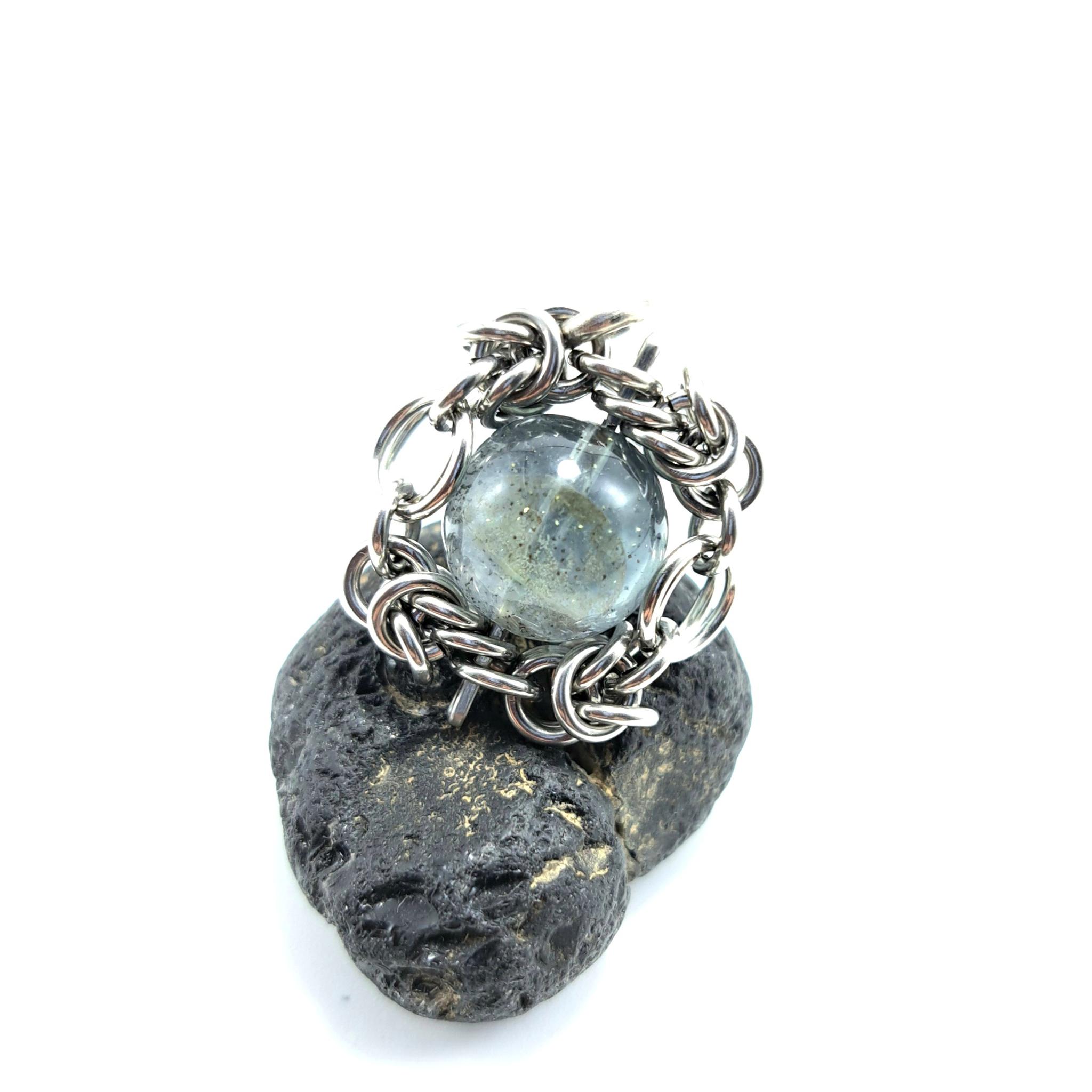 夜空に輝く星空の煌めき! パイライトインフローライト　ペンダントトップ