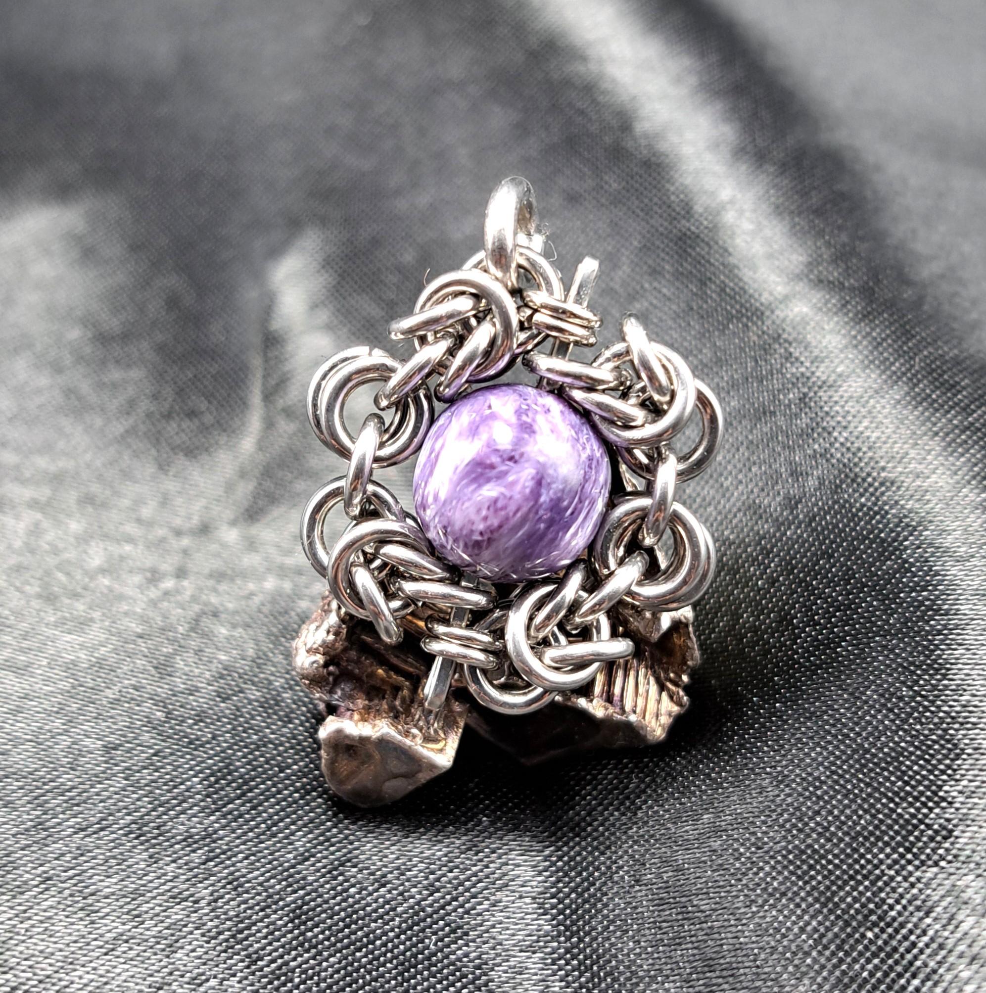 特有のウネリ模様が美しい！　チャロアイト　ペンダントトップ