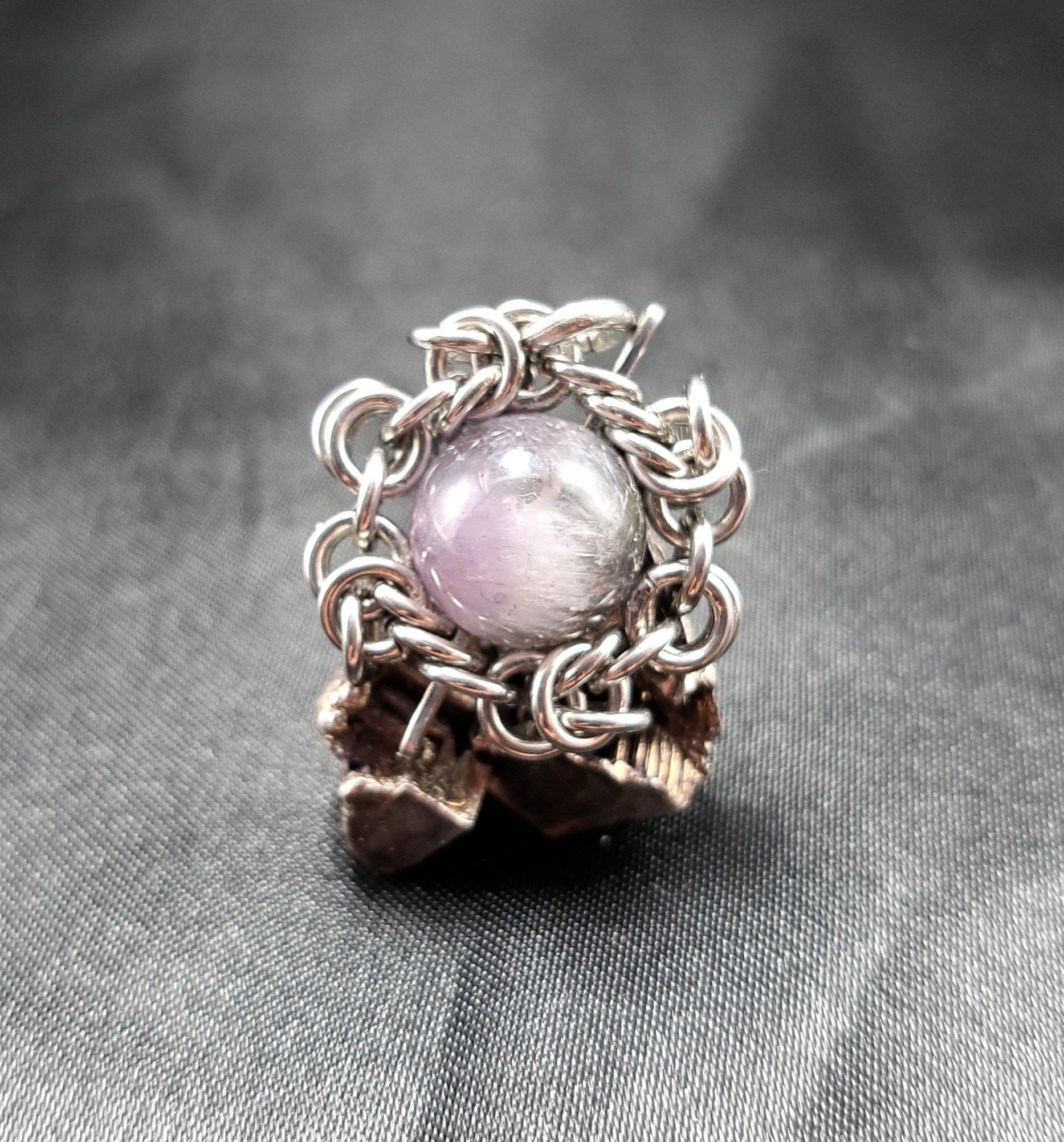 色々な鉱物が混ざり合った天然石! アメジストインクォーツ ペンダントトップ1枚目の画像